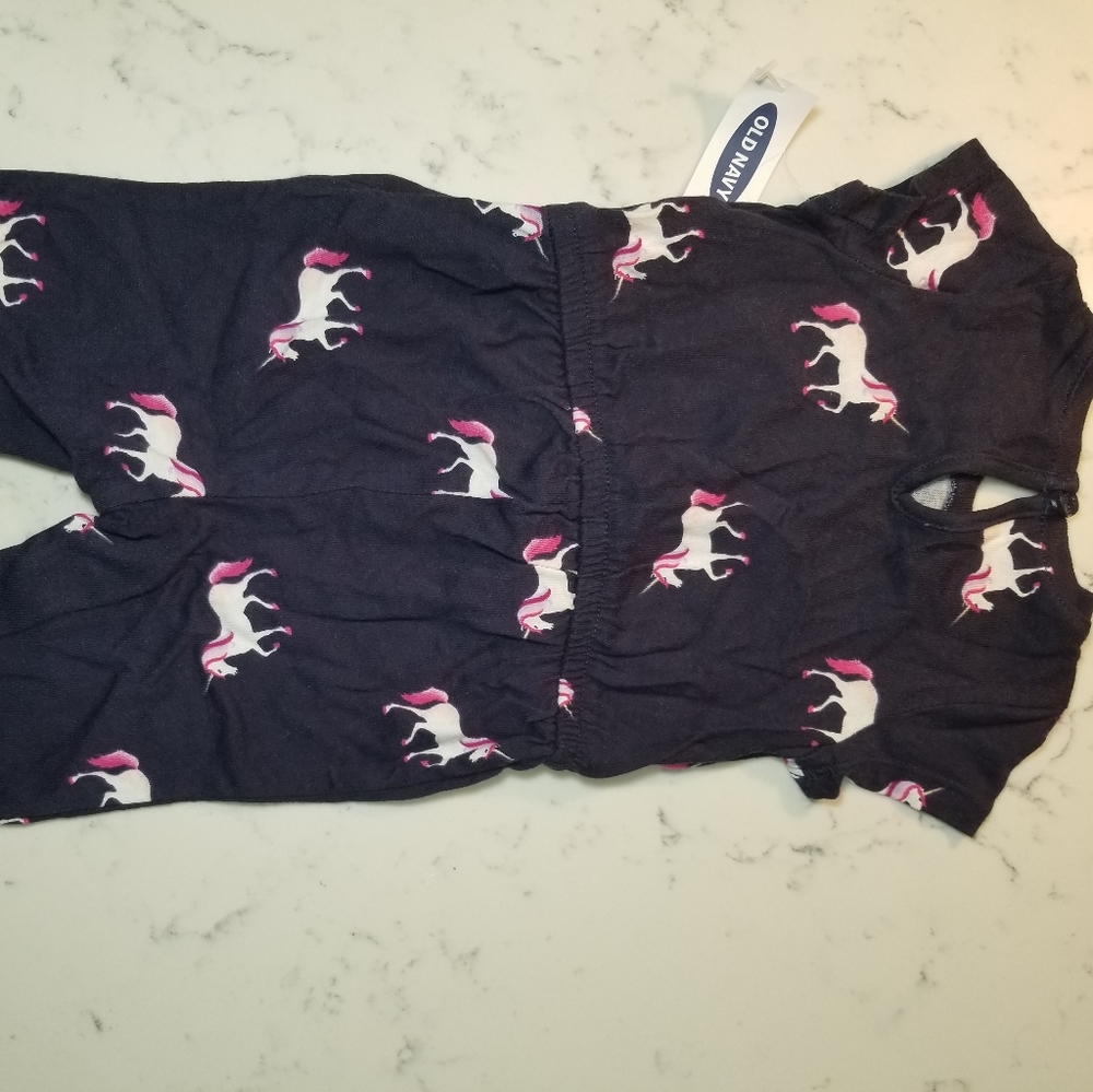 Old Navy Unicorns Printed Jersey Jumpsuit 0-3M